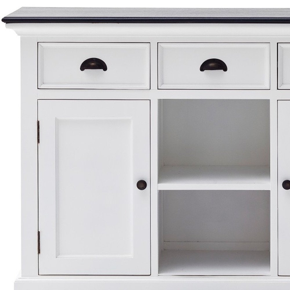 Modern Farmhouse Black and White Large Accent Cabinet