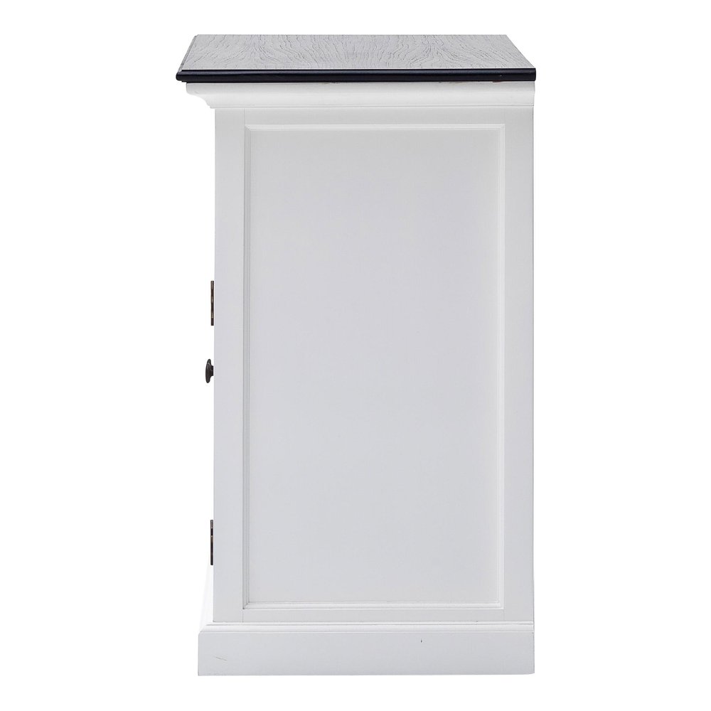 White and Black Wood Sideboard with Two Doors - 35-inch