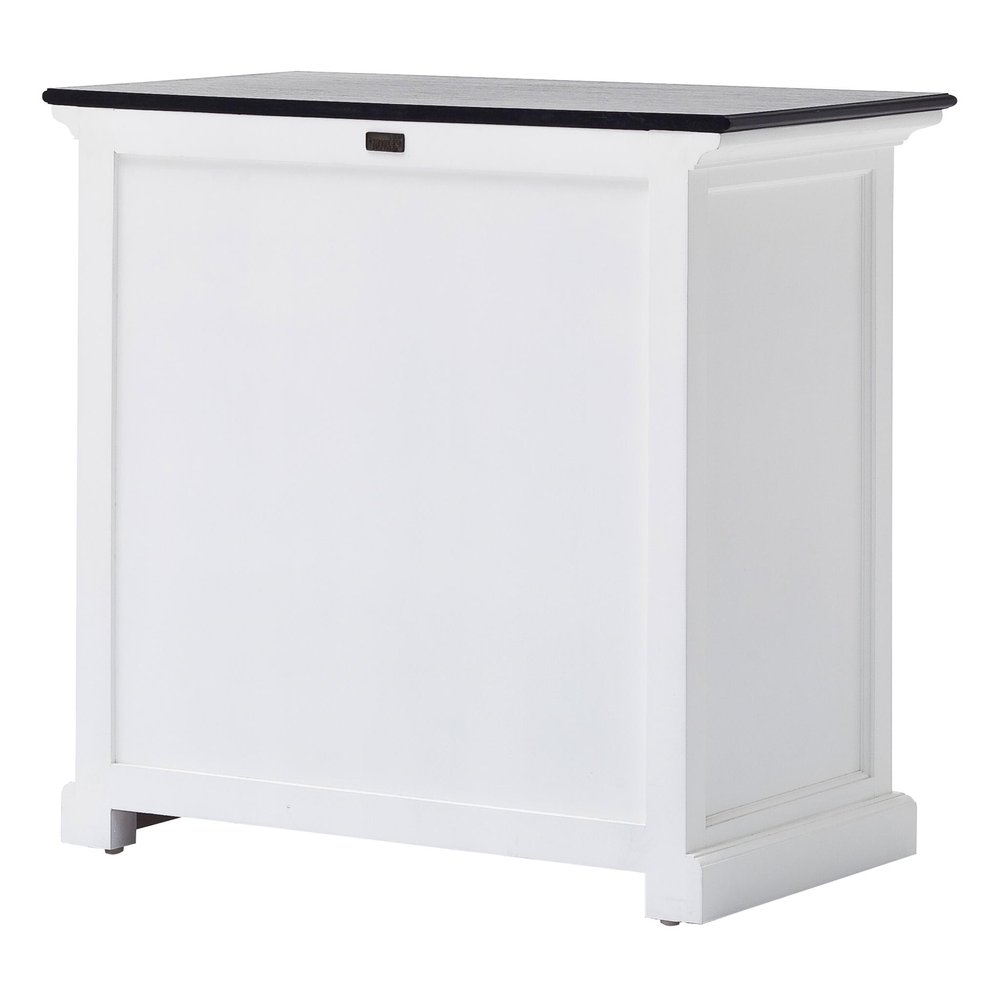 White and Black Wood Sideboard with Two Doors - 35-inch