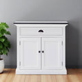 White and Black Wood Sideboard with Two Doors - 35-inch