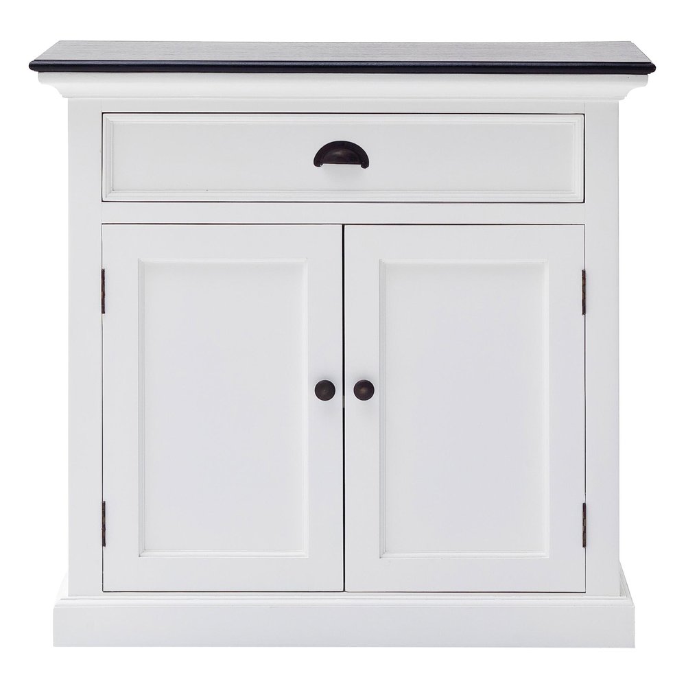 White and Black Wood Sideboard with Two Doors - 35-inch