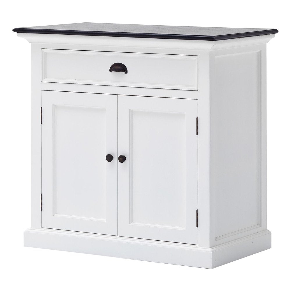White and Black Wood Sideboard with Two Doors - 35-inch