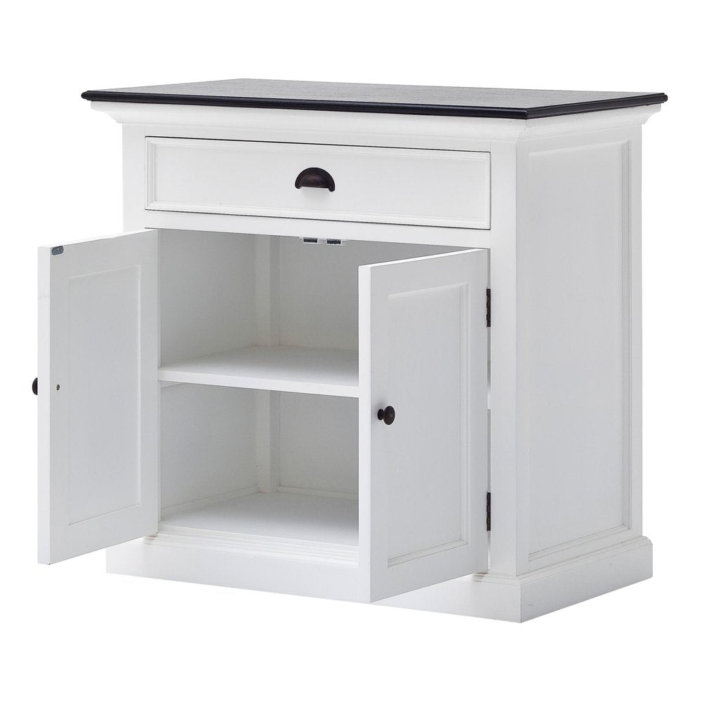 White and Black Wood Sideboard with Two Doors - 35-inch