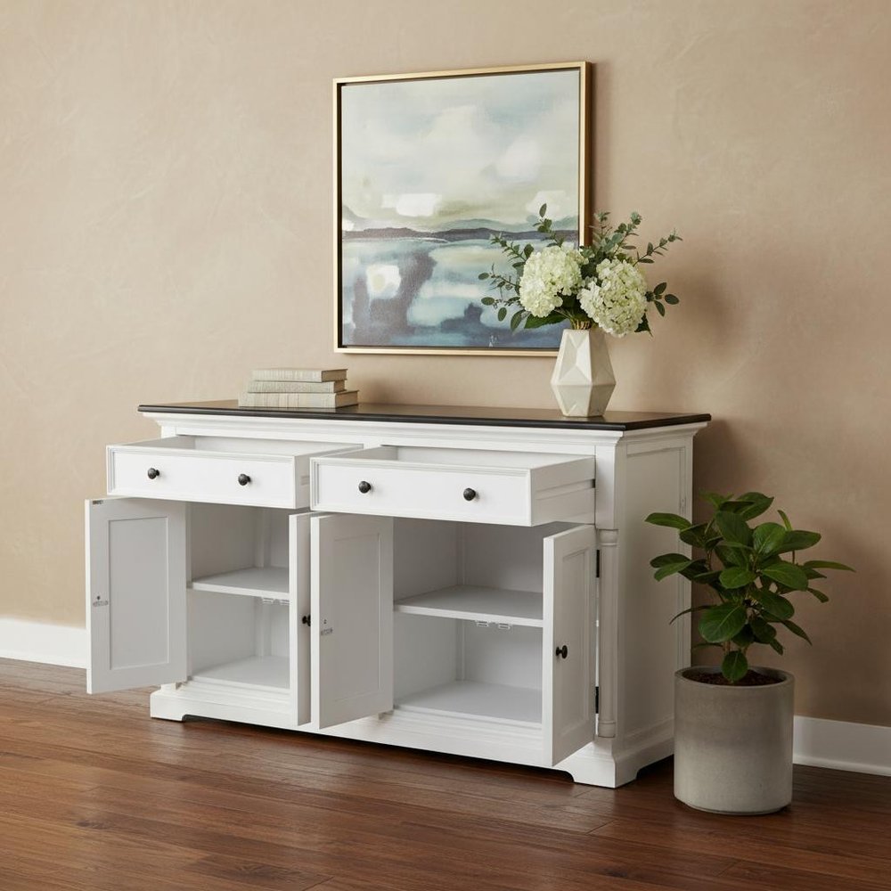 Modern Farm Brown and White Two Door Buffet Server
