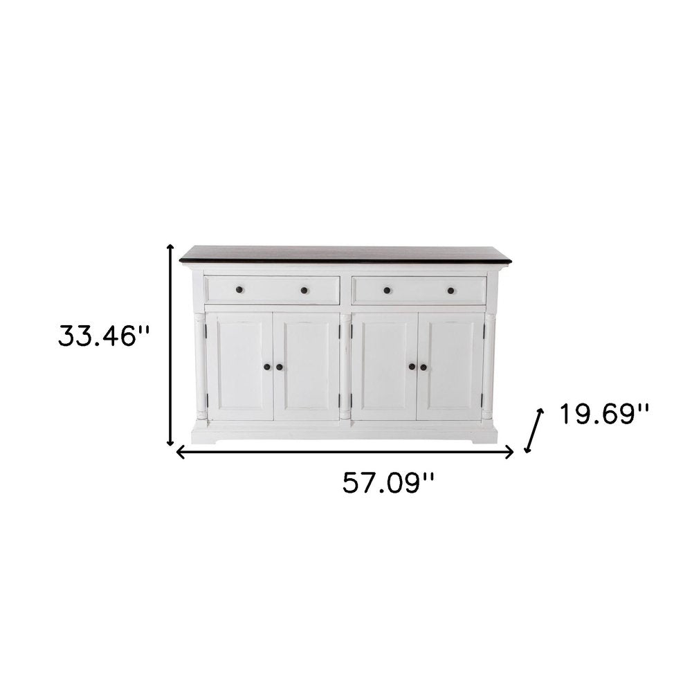 Modern Farm Brown and White Two Door Buffet Server