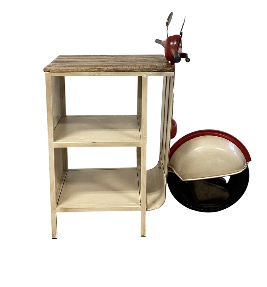 Rustic Red and Vanilla Scooter Cabinet
