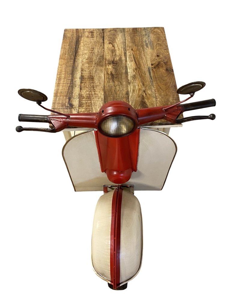 Rustic Red and Vanilla Scooter Cabinet