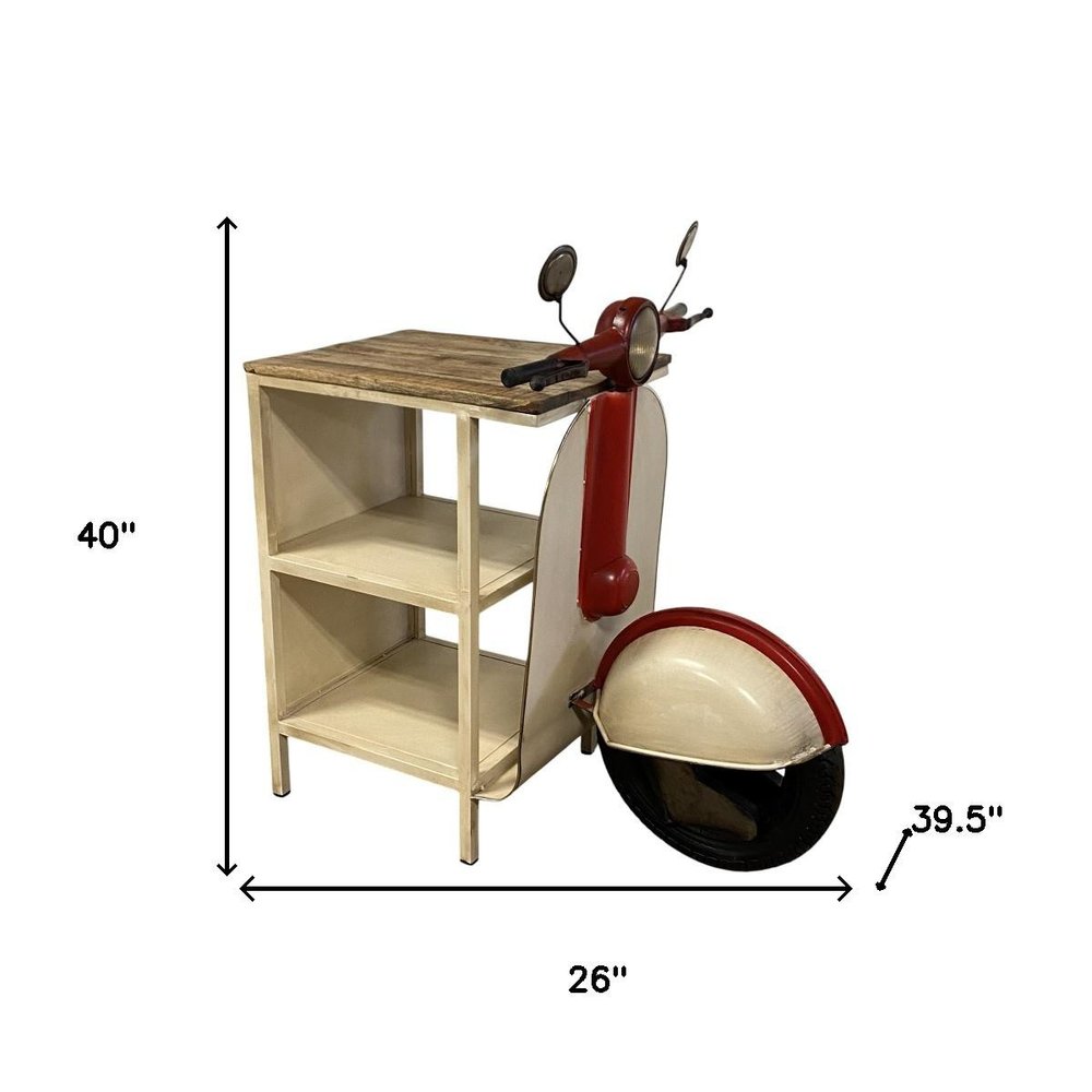 Rustic Red and Vanilla Scooter Cabinet