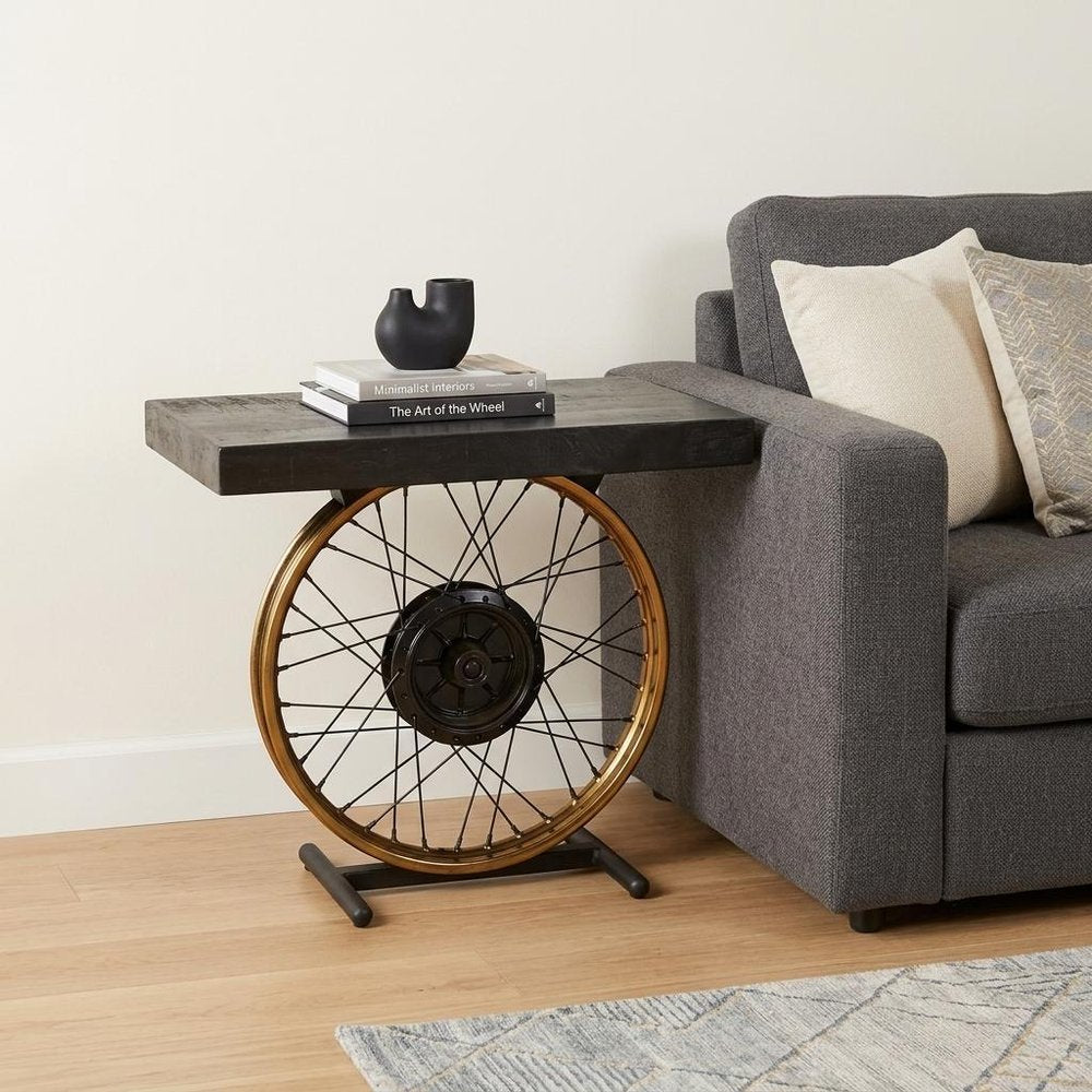 Black Solid Wood End Table - 22-inch