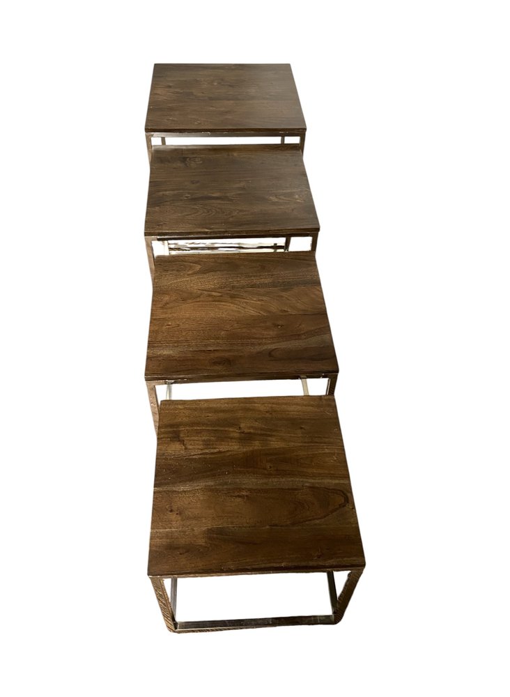 Set of 4 Modern Rustic Nesting Accent Tables