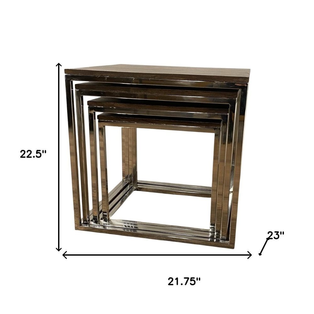 Set of 4 Modern Rustic Nesting Accent Tables
