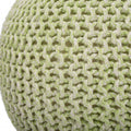 Green Wool Round Pouf Ottoman - 19-inch