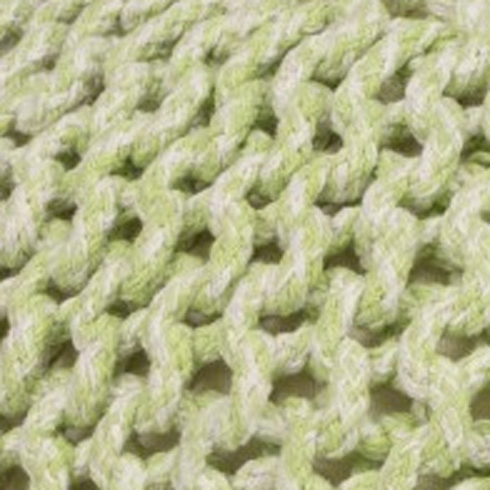 Green Wool Round Pouf Ottoman - 19-inch