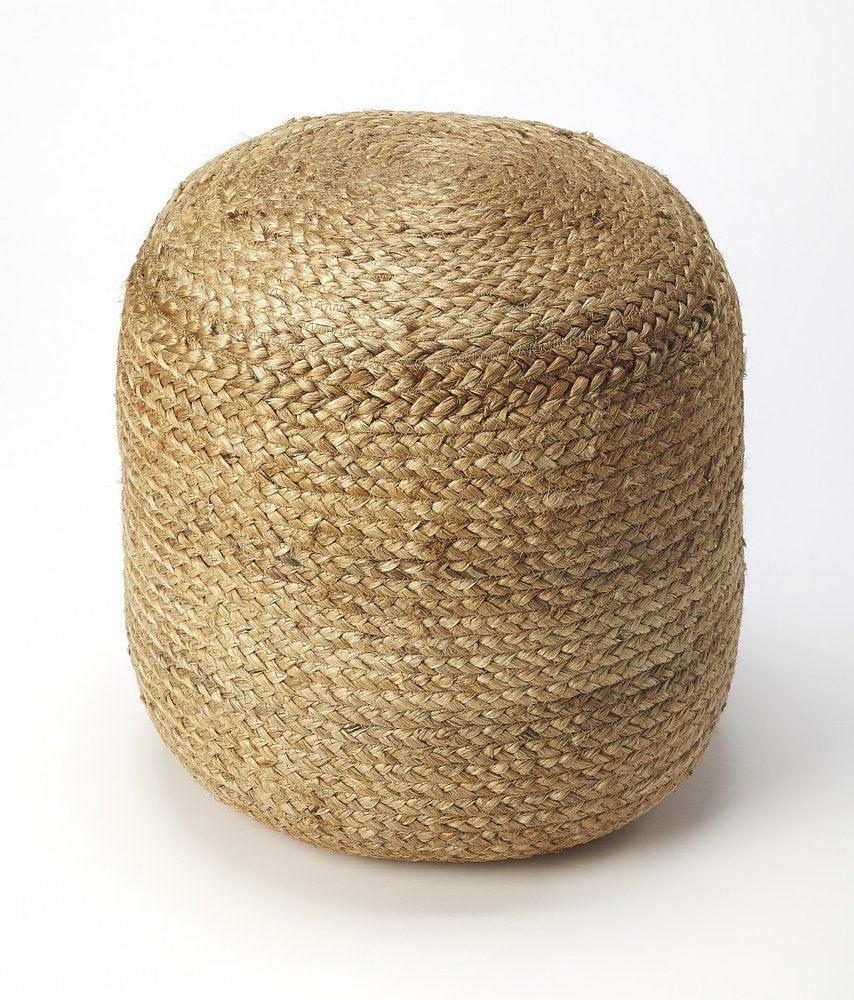 Jute Round Pouf Ottoman - 16-inch