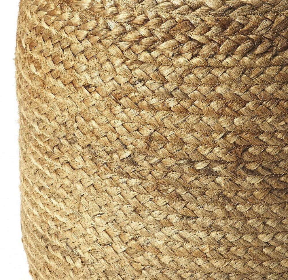 Jute Round Pouf Ottoman - 16-inch