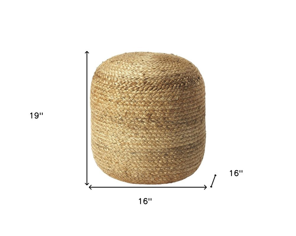 Jute Round Pouf Ottoman - 16-inch