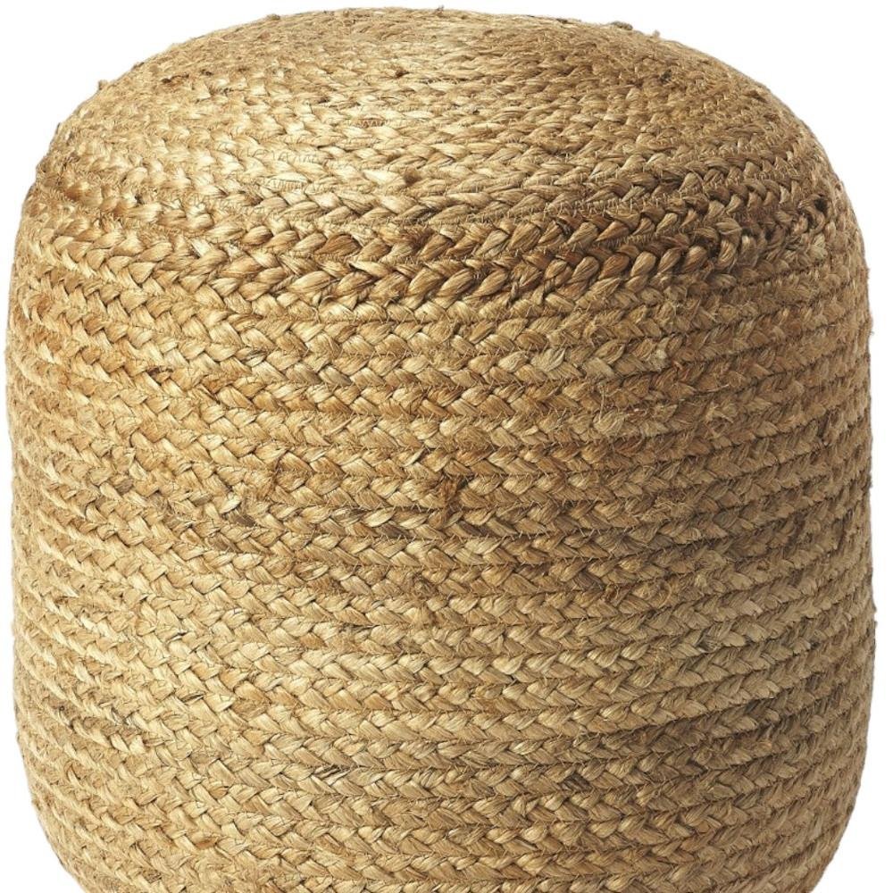 Jute Round Pouf Ottoman - 16-inch