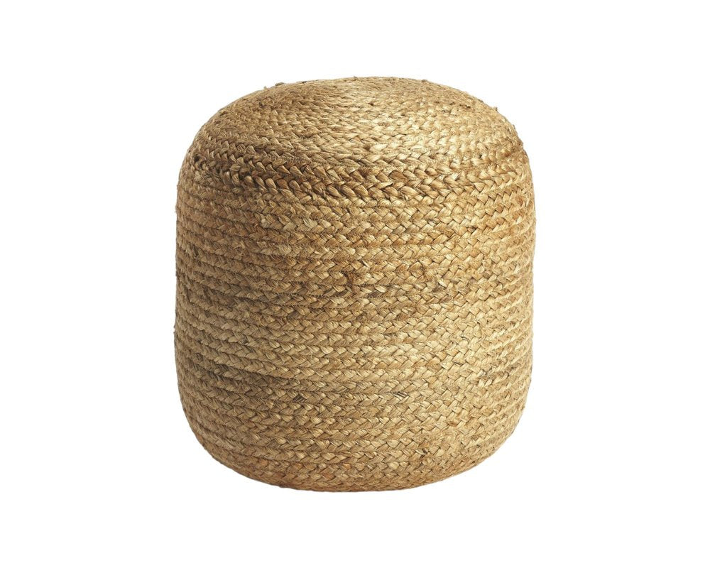 Jute Round Pouf Ottoman - 16-inch