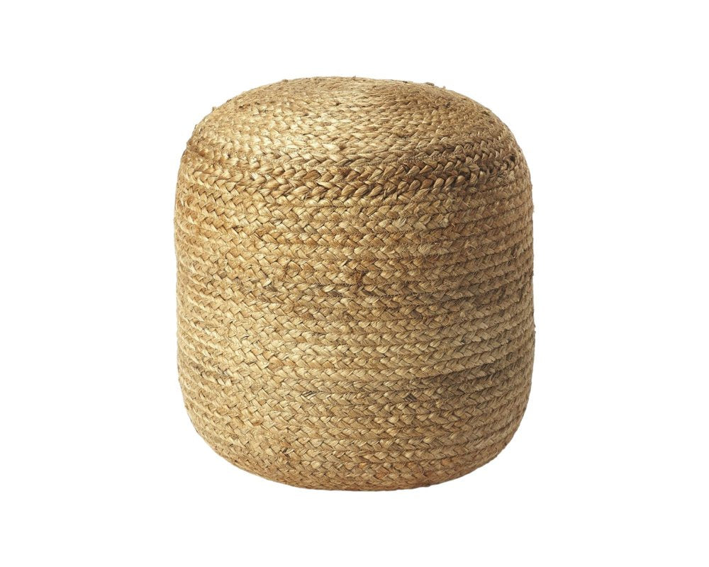 Jute Round Pouf Ottoman - 16-inch