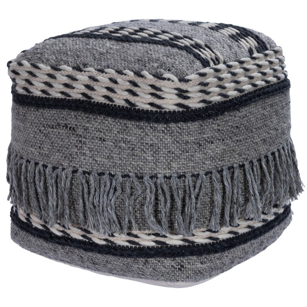 Gray Pouf Ottoman - 21-inch