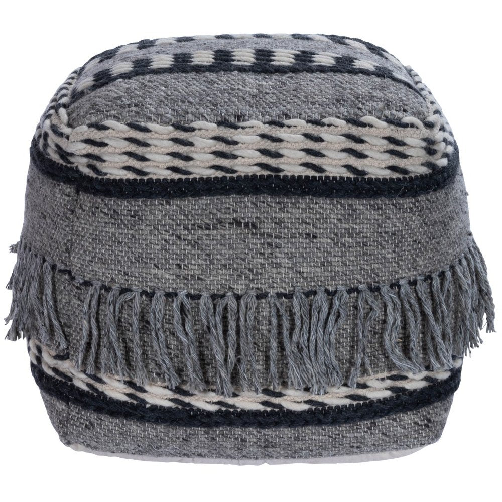 Gray Pouf Ottoman - 21-inch