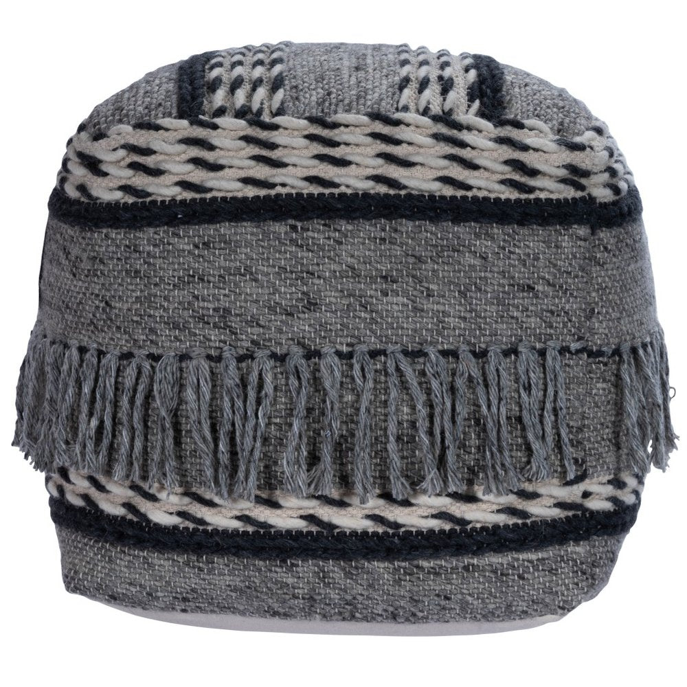 Gray Pouf Ottoman - 21-inch