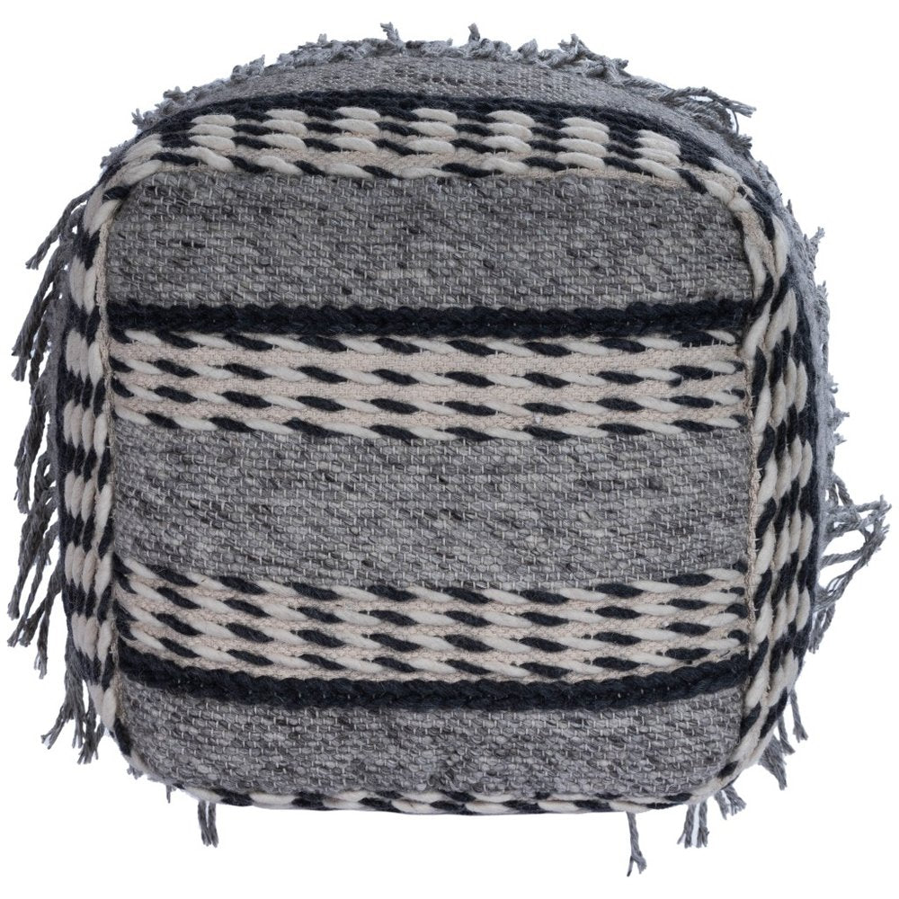 Gray Pouf Ottoman - 21-inch