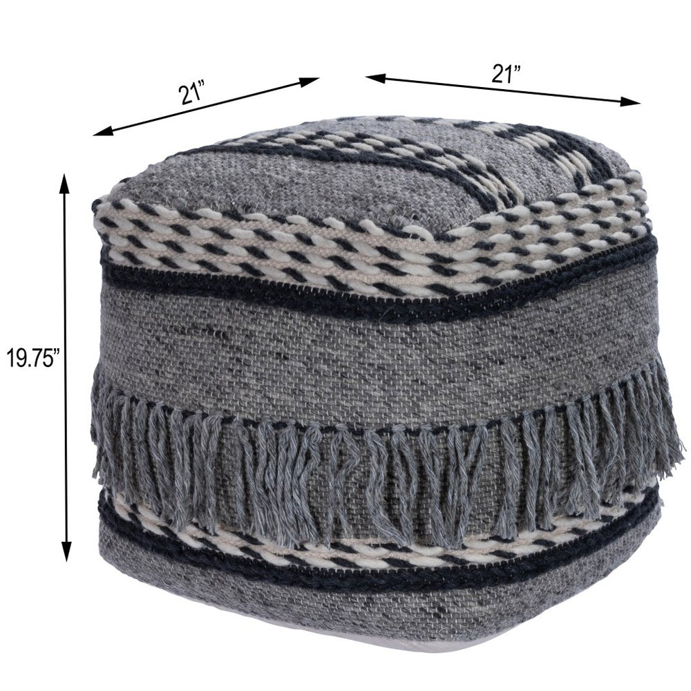 Gray Pouf Ottoman - 21-inch