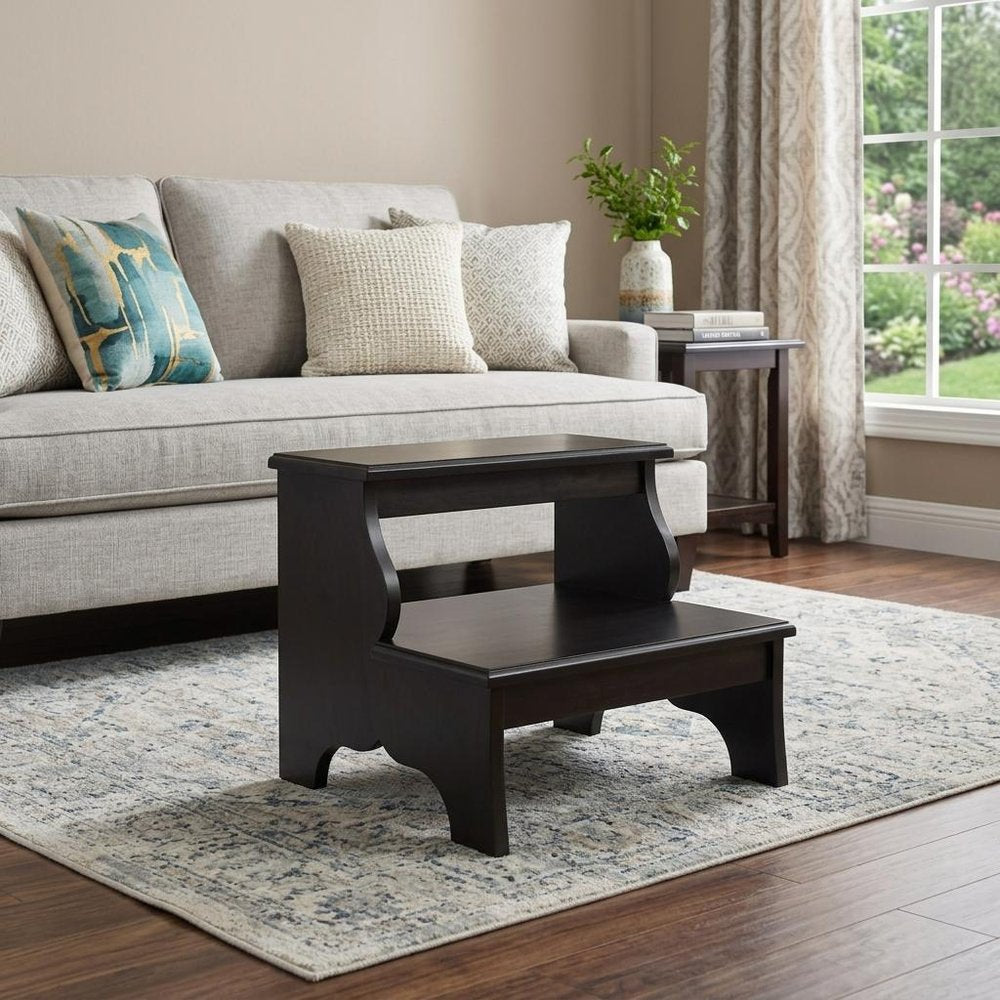 Dark Brown Solid and Manufactured Wood Footstool - 18-inch