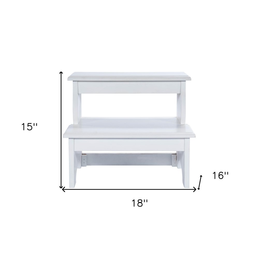 White Wood Footstool - 18-inch