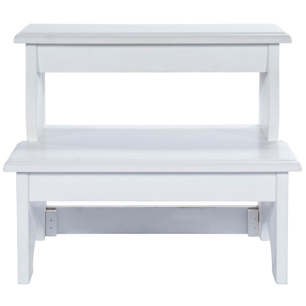 White Wood Footstool - 18-inch
