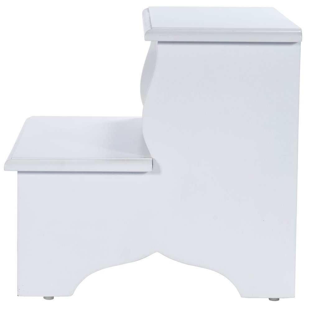 White Wood Footstool - 18-inch