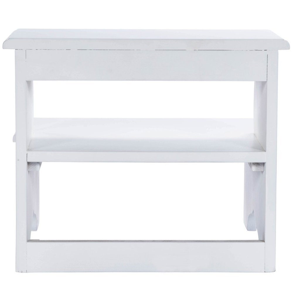 White Wood Footstool - 18-inch