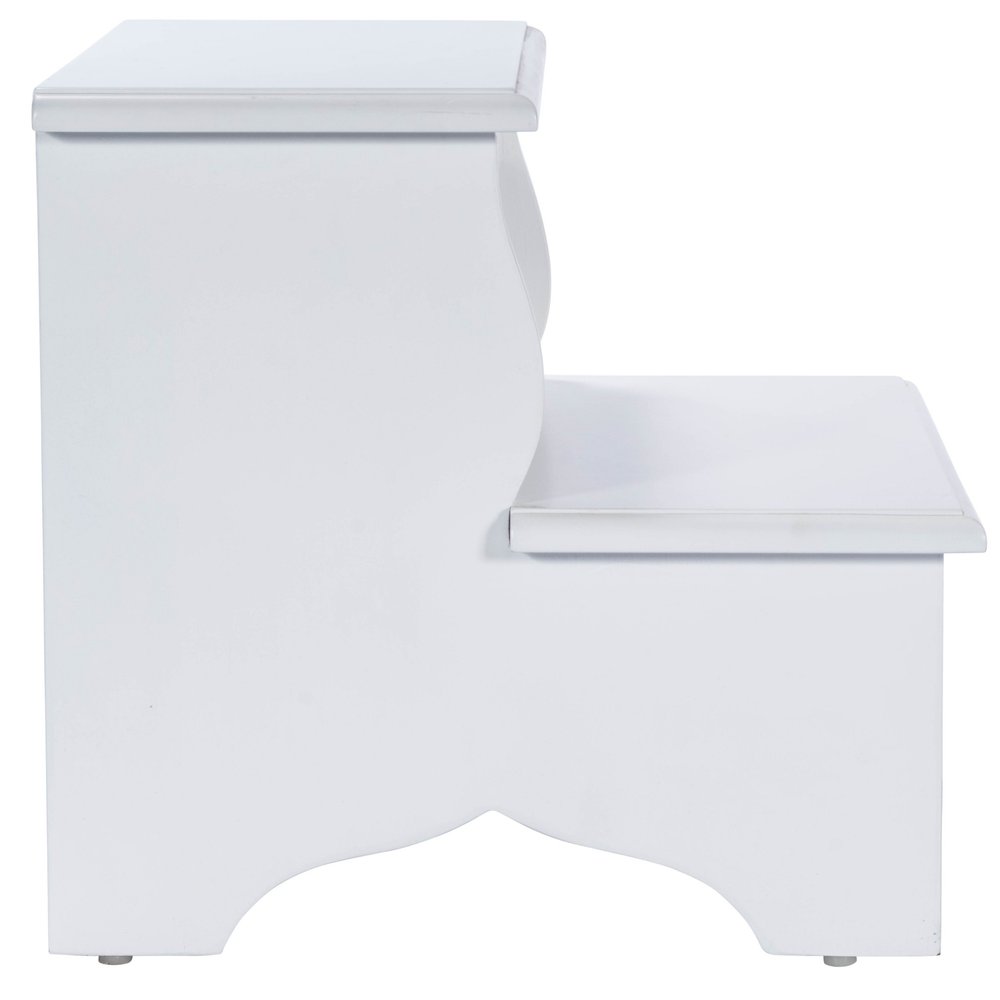 White Wood Footstool - 18-inch