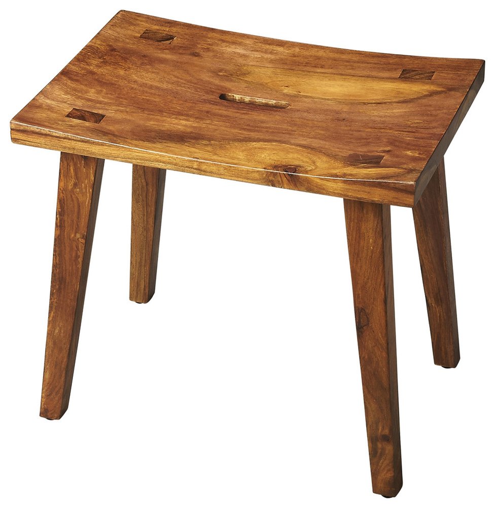 Brown Solid Wood Footstool - 20-inch