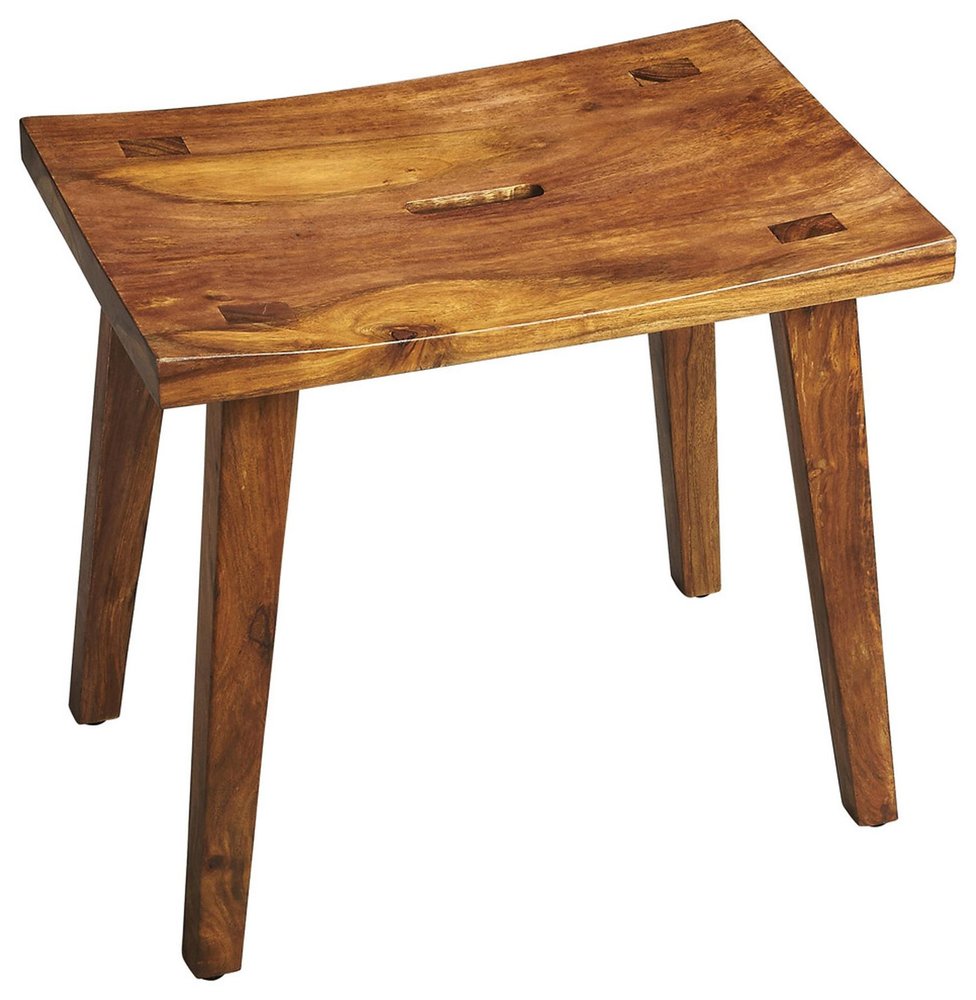 Brown Solid Wood Footstool - 20-inch