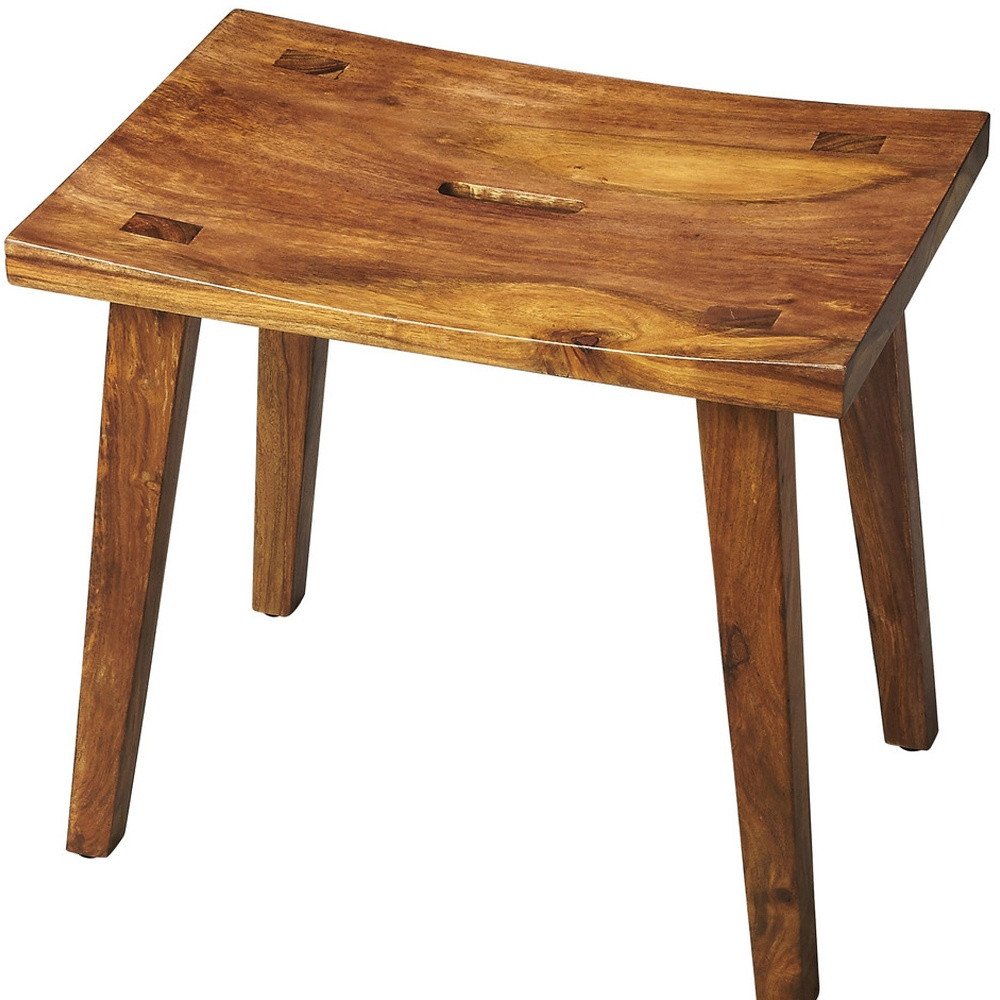 Brown Solid Wood Footstool - 20-inch