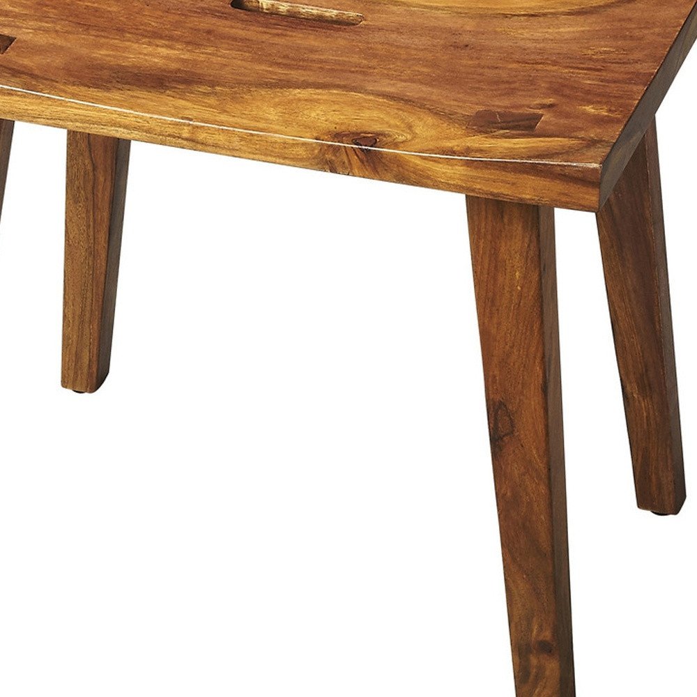 Brown Solid Wood Footstool - 20-inch