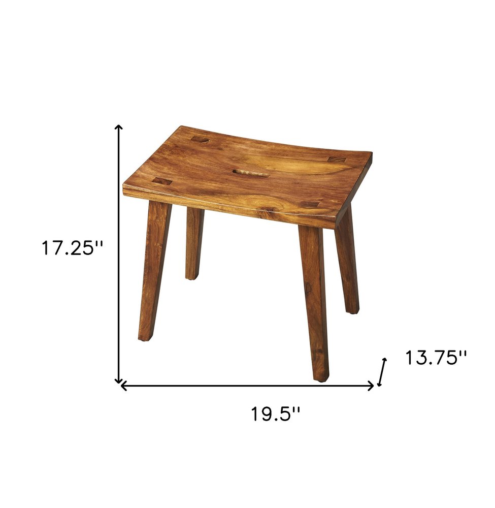 Brown Solid Wood Footstool - 20-inch