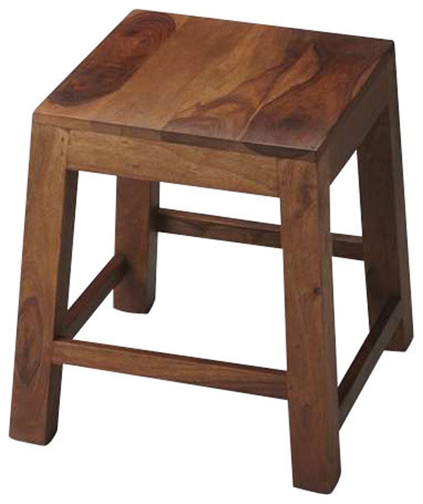 Dark Brown Solid Wood Ottoman - 17-inch