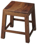 Dark Brown Solid Wood Ottoman - 17-inch