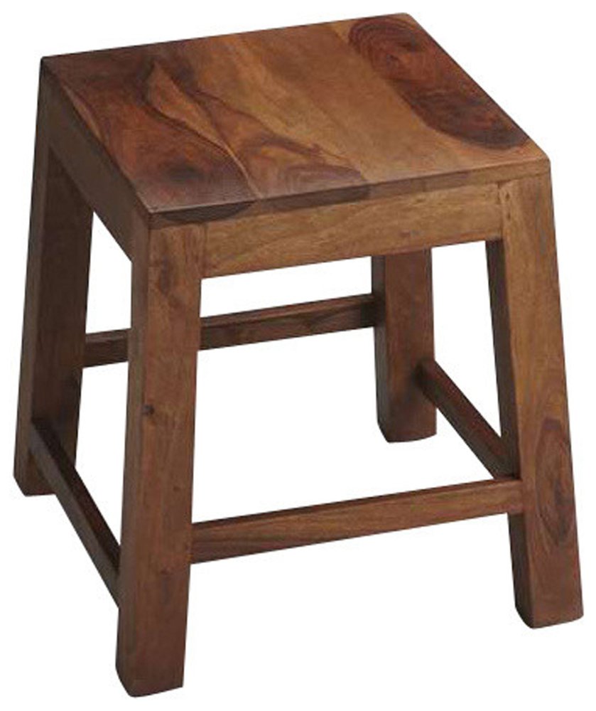 Dark Brown Solid Wood Ottoman - 17-inch