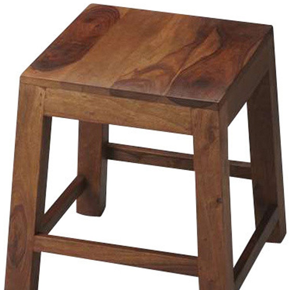 Dark Brown Solid Wood Ottoman - 17-inch