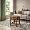 Dark Brown Solid Wood Ottoman - 17-inch