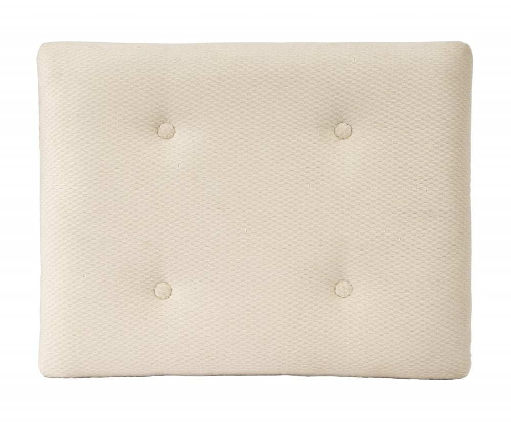 Ivory Cotton and Brown Tufted Ottoman - 26-inch