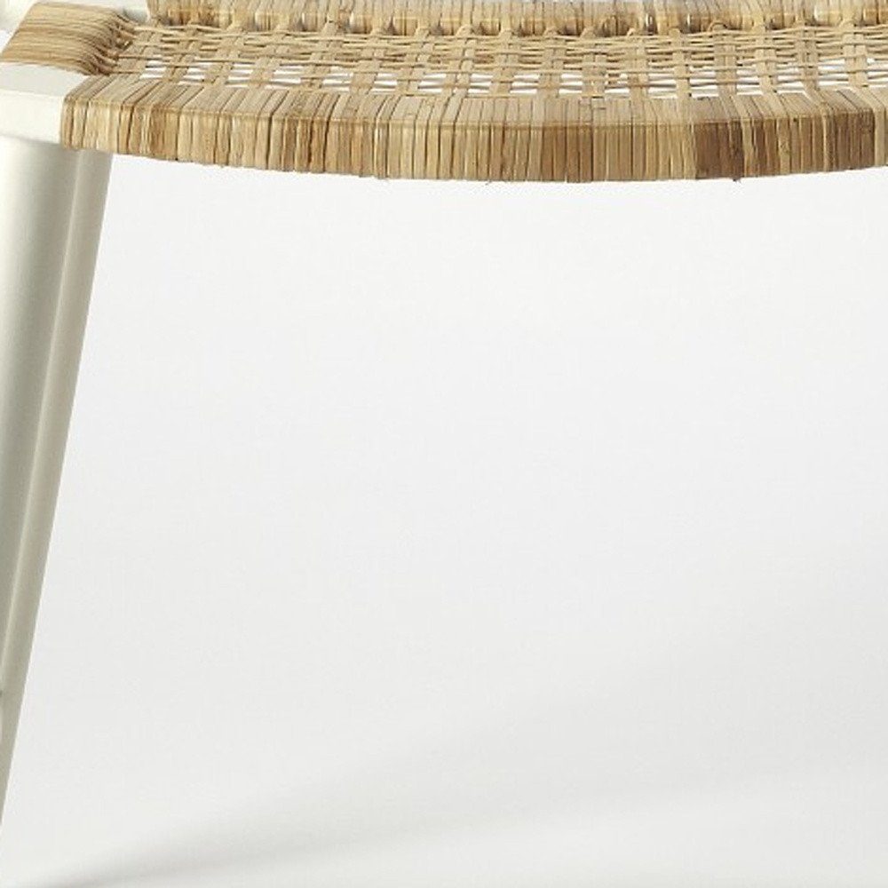 Natural and White Solid Wood Footstool - 26-inch