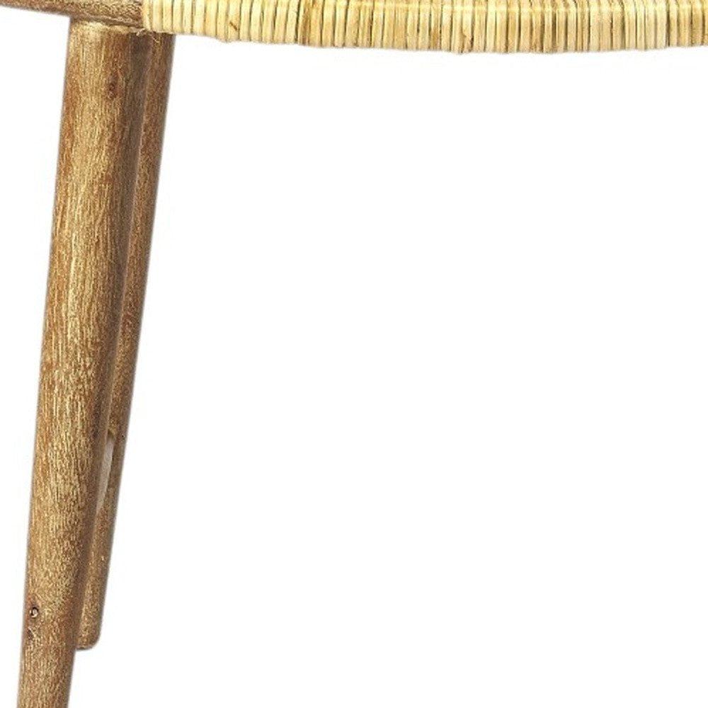 Natural and Brown Solid Wood Ottoman - 26-inch