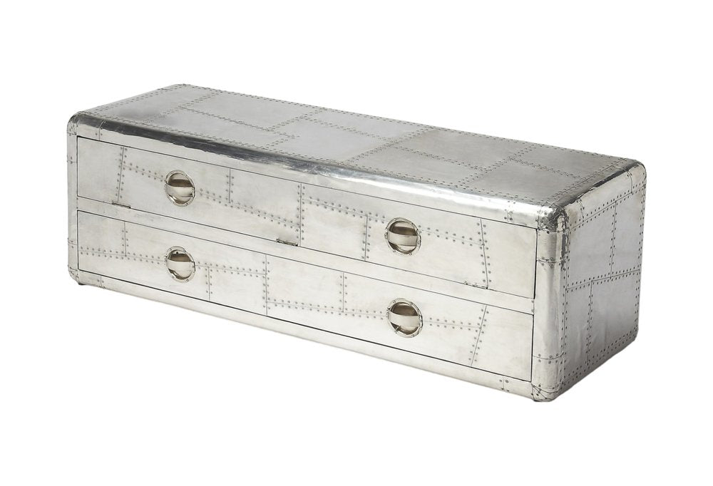 Silver Solid Wood Enclosed and Open Storage TV Stand - 59-inch