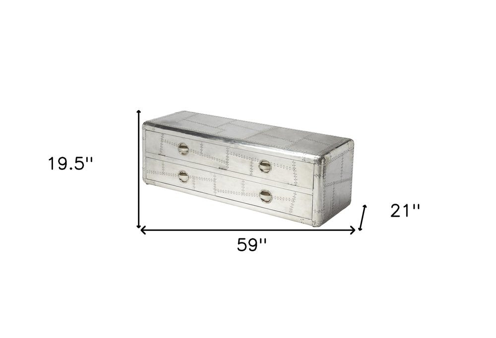 Silver Solid Wood Enclosed and Open Storage TV Stand - 59-inch