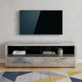 Silver Solid Wood Enclosed and Open Storage TV Stand - 59-inch